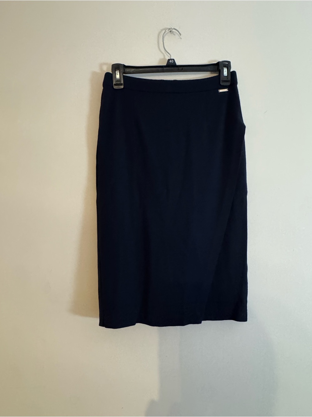 Classic Dark Blue Pencil Skirt - Women's Sleek Midi